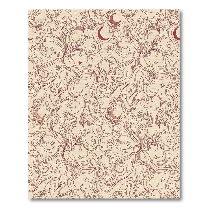 Crimson Moon Crescent Floral Swirls Rug