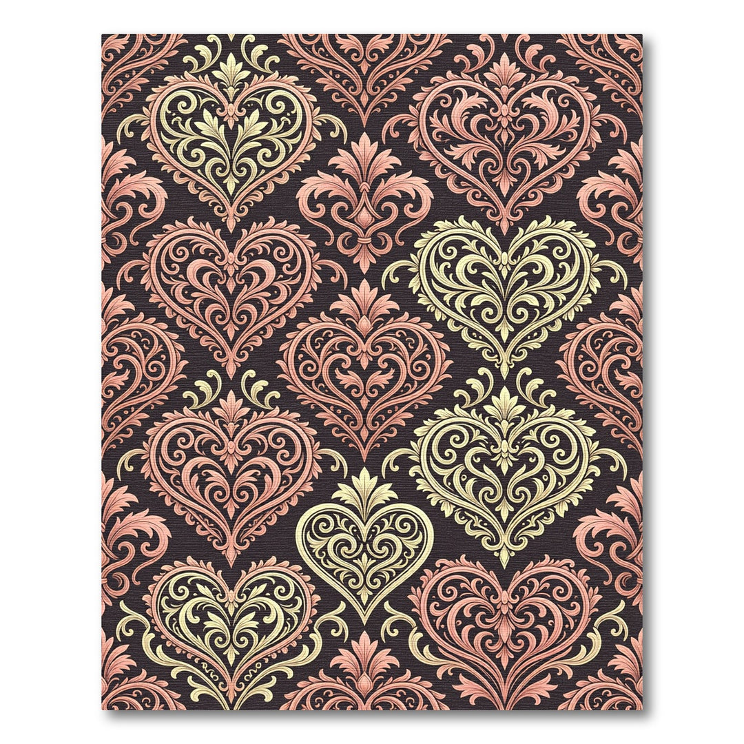 Elegant Damask Heart Ornament Rug