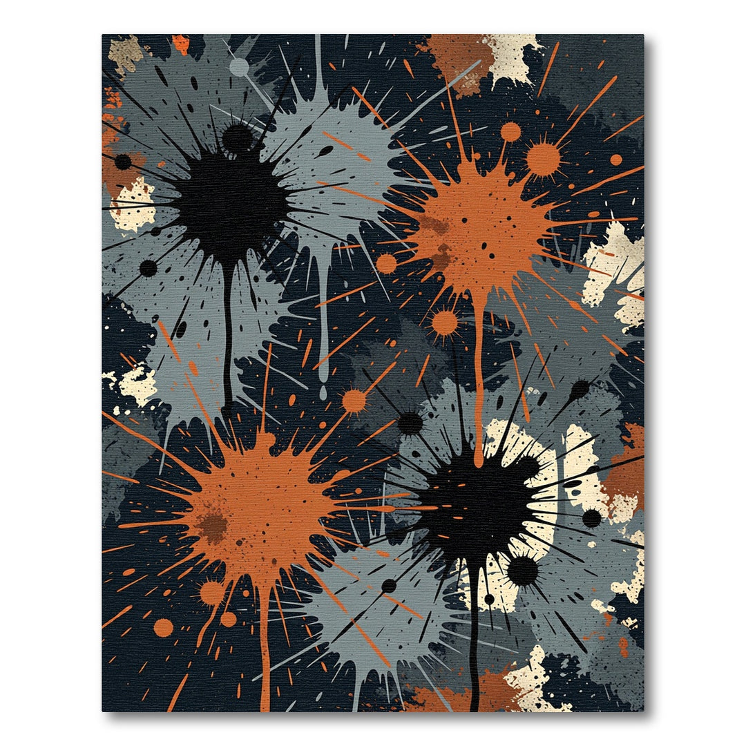 Bold Orange Black Splatter Explosion Rug
