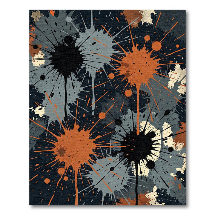 Bold Orange Black Splatter Explosion Rug