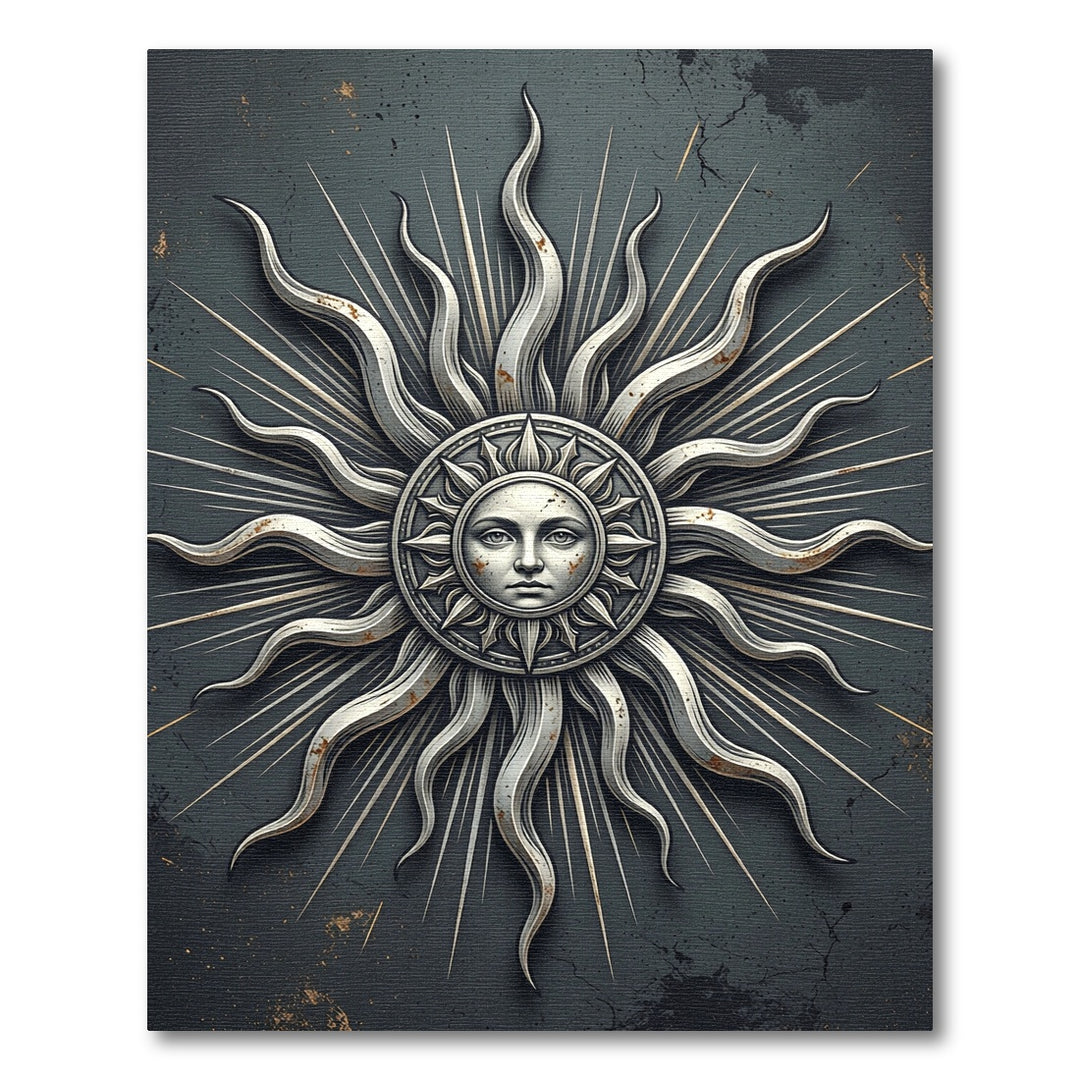 Ornate Sun Face Celestial Rug