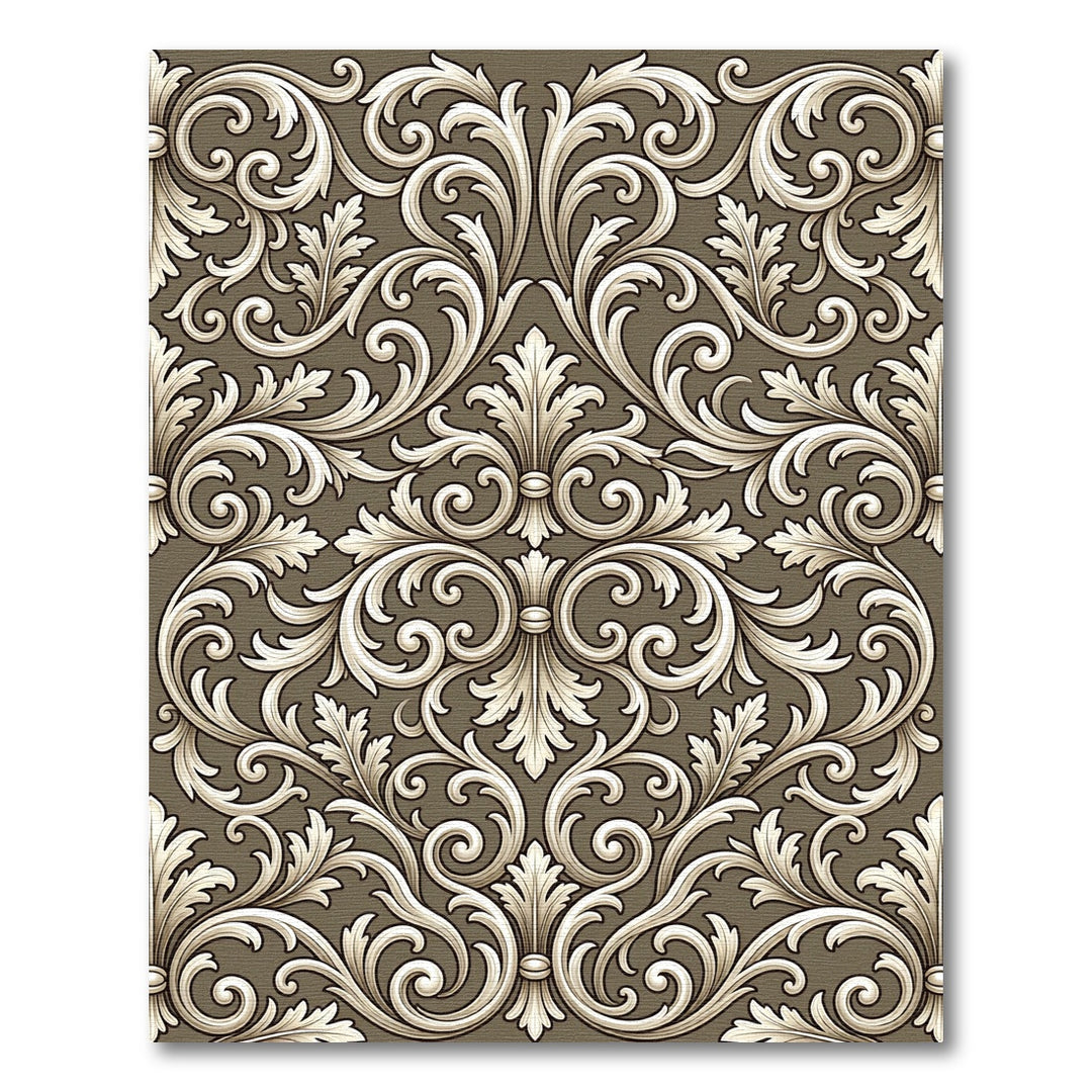 Elegant Cream Acanthus Scrollwork Rug