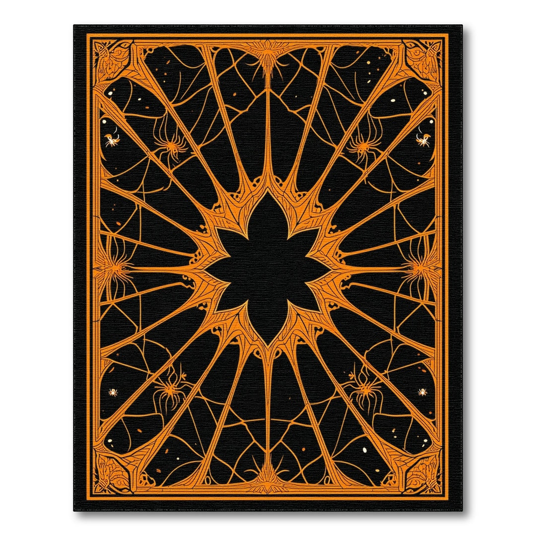 Orange Spider Web Symmetrical Area Rug