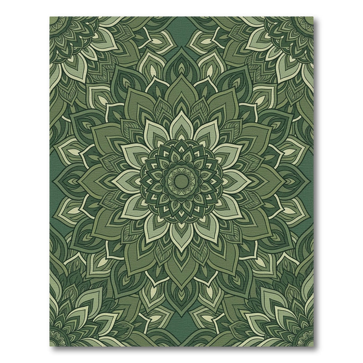 Forest Green Mandala Flower Rug