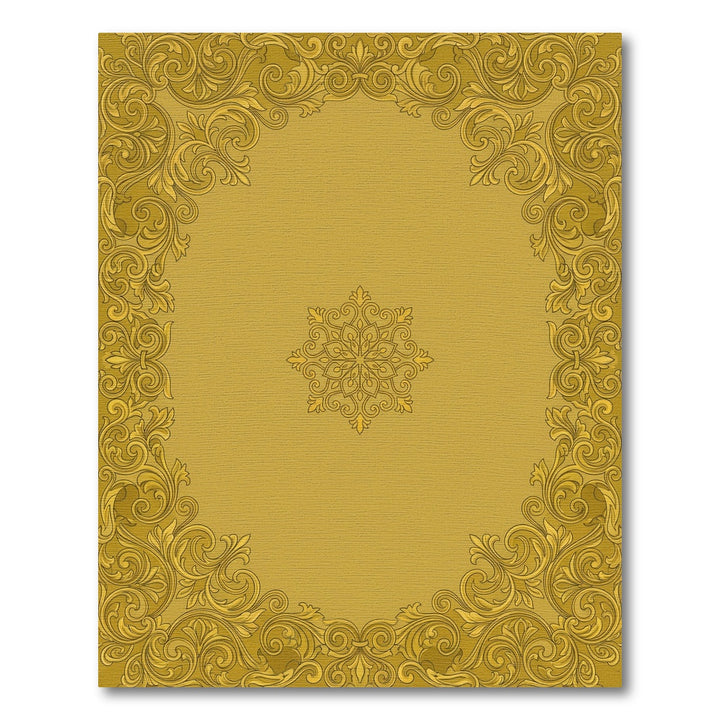 Elegant Gold Acanthus Scroll Medallion Rug