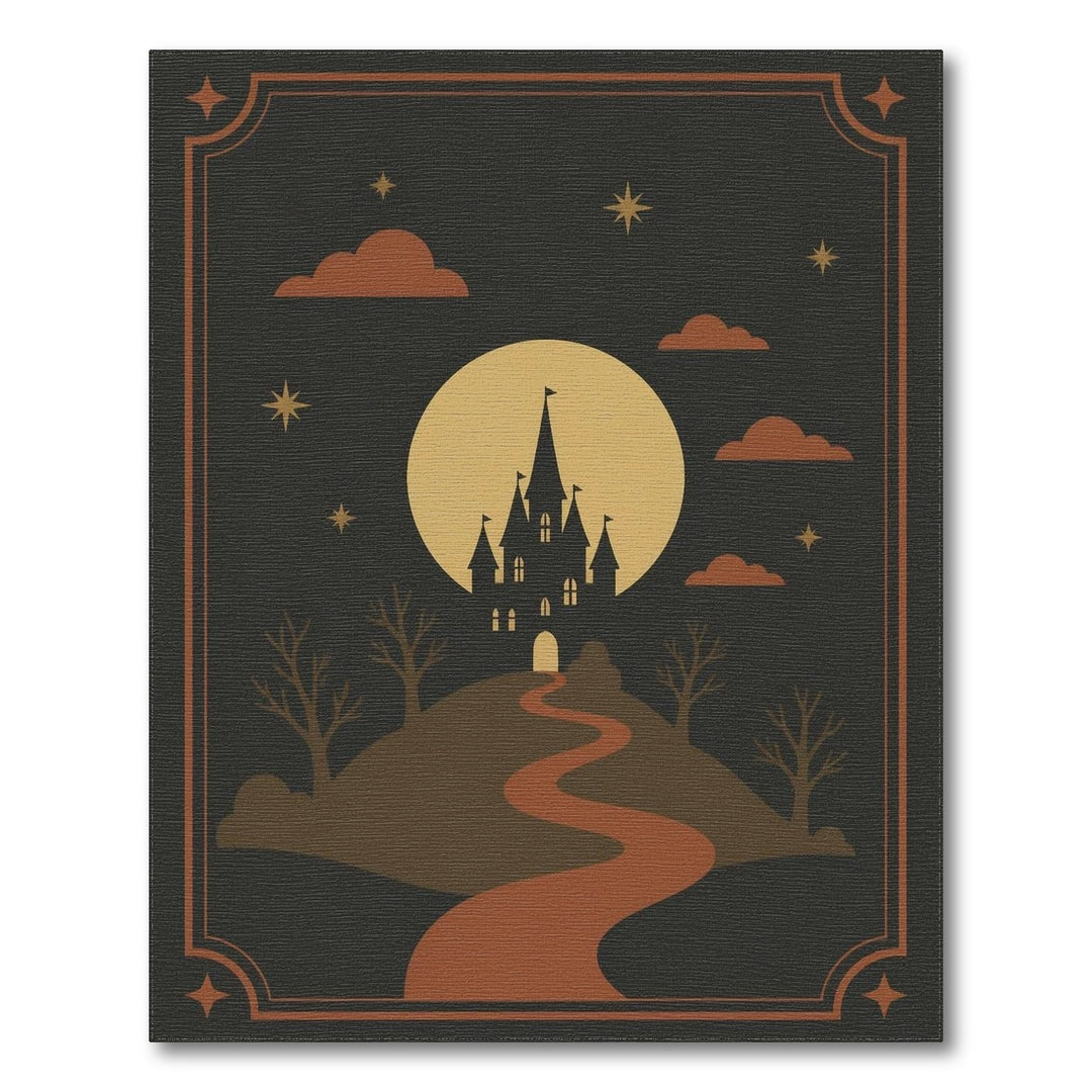 Moonlit Castle Silhouette Area Rug