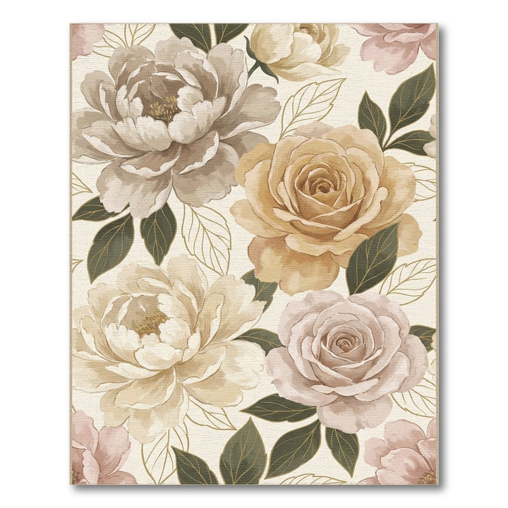 Creamy Taupe Lush Floral Garden Rug