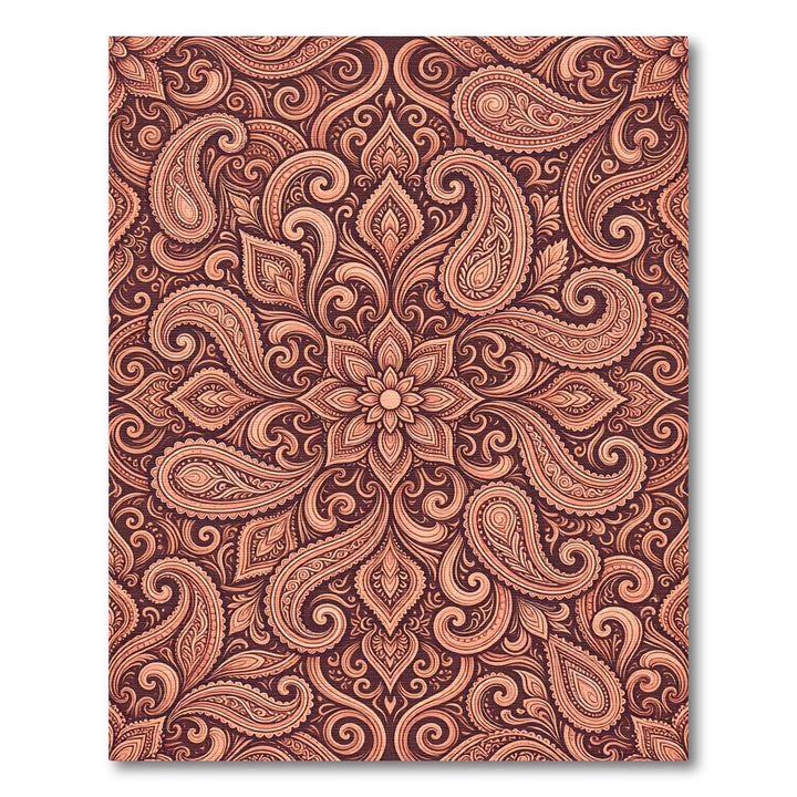 Ornate Copper Paisley Floral Composition Rug