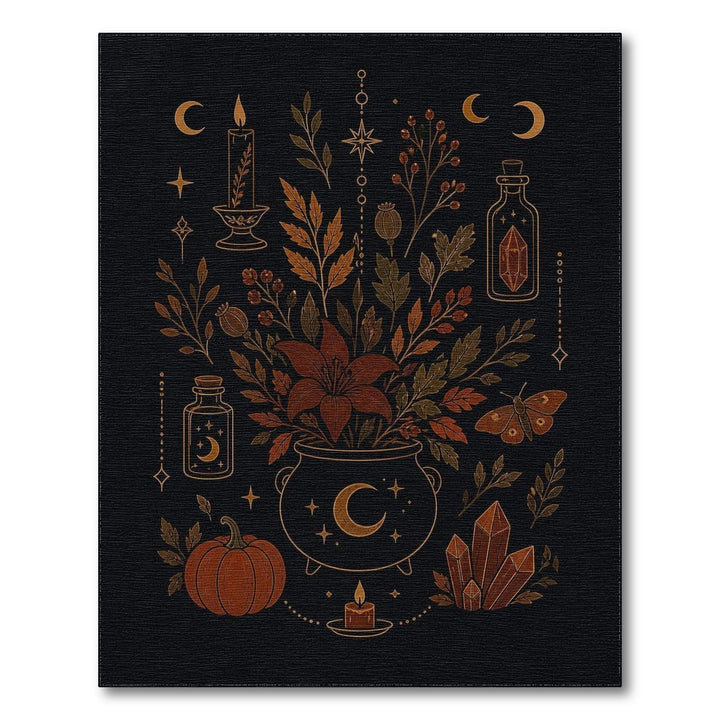 Brown and Tan Mystic Cauldron Floral Area Rug