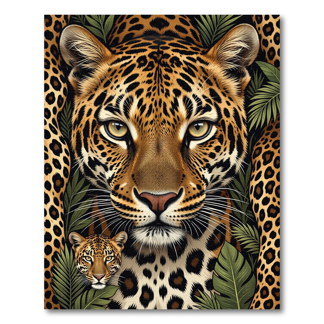 Golden Leopard Jungle Portrait Rug