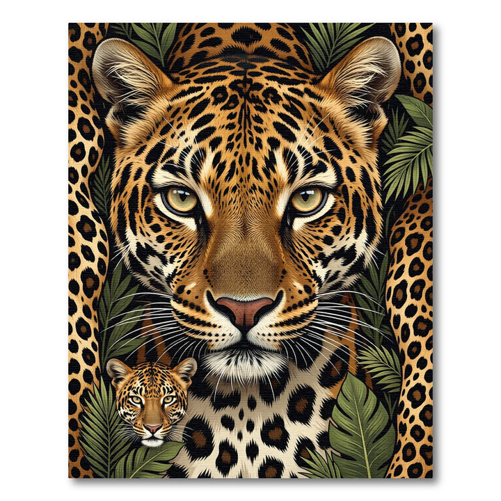 Golden Leopard Jungle Portrait Rug