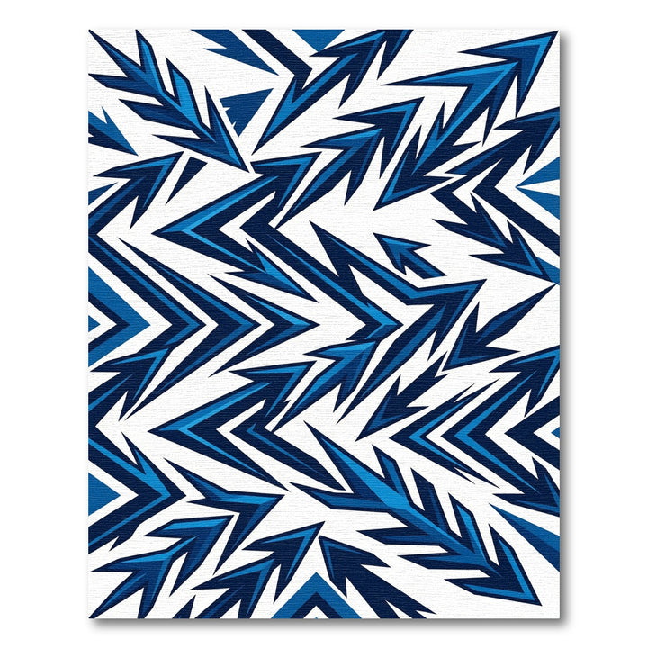 Sharp Blue Geometric Arrow Cluster Rug