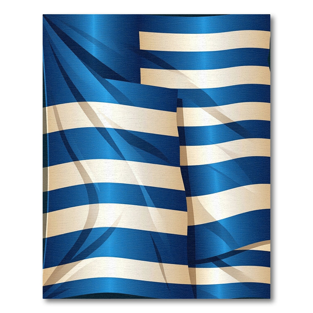 Deep Blue White Horizontal Stripe Rug