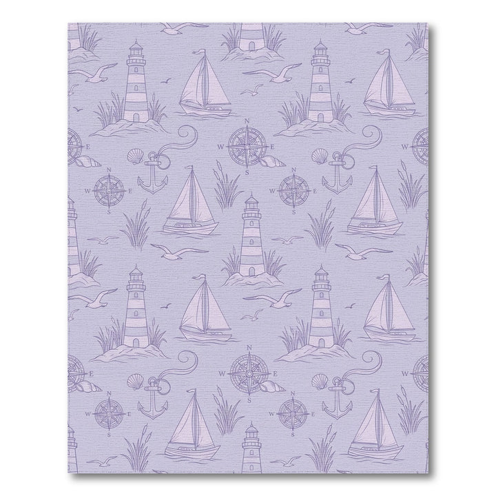 Purple Nautical Lighthouse Sailboat Anchor Compass Rug