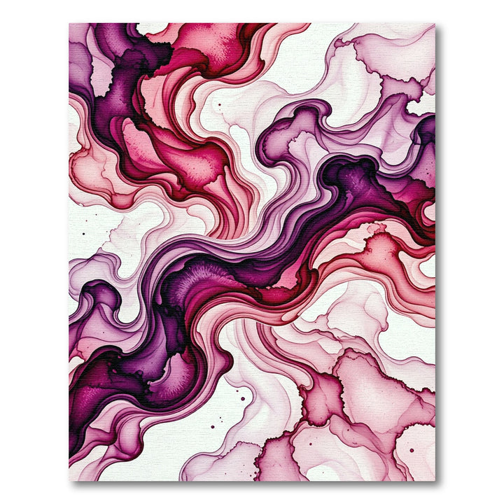 Vibrant Magenta Ink Flow Waves Rug