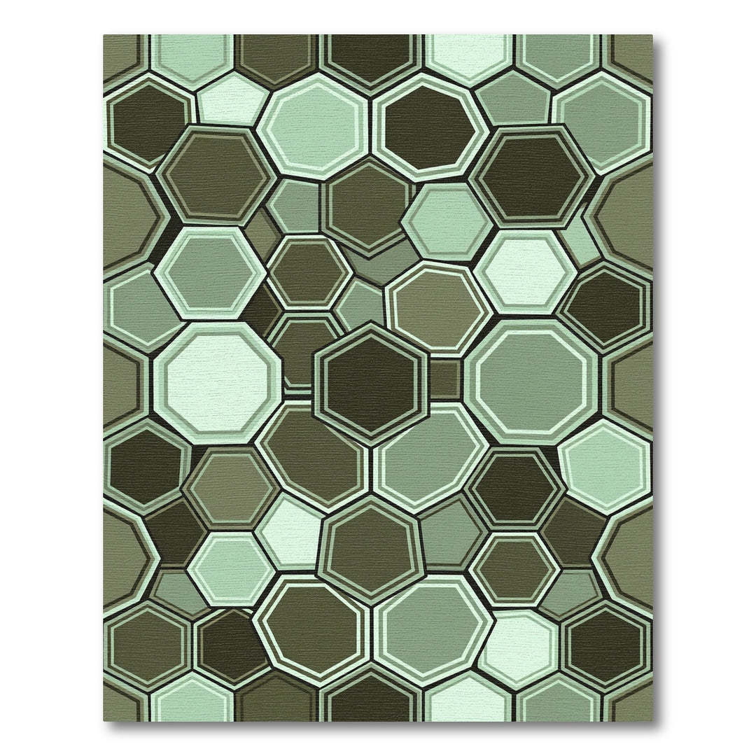 Earthy Hexagons Geometric Overlay Rug