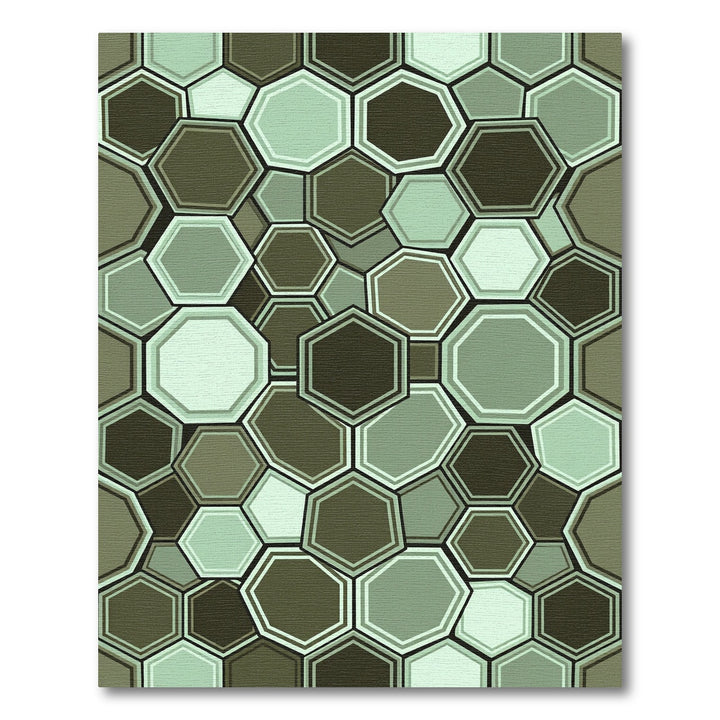 Earthy Hexagons Geometric Overlay Rug