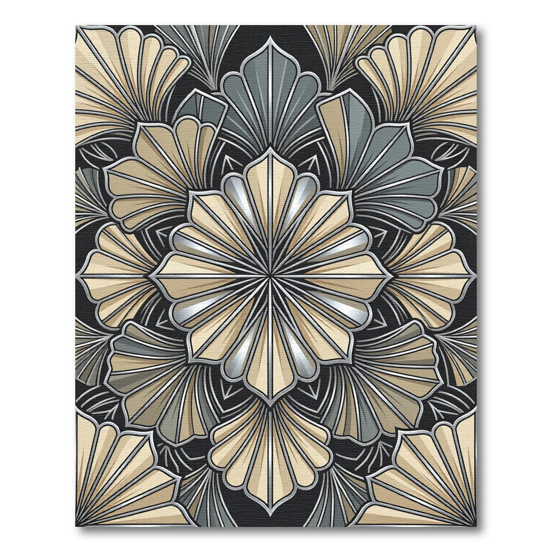 Art Deco Fan Shell Teal Gold Rug