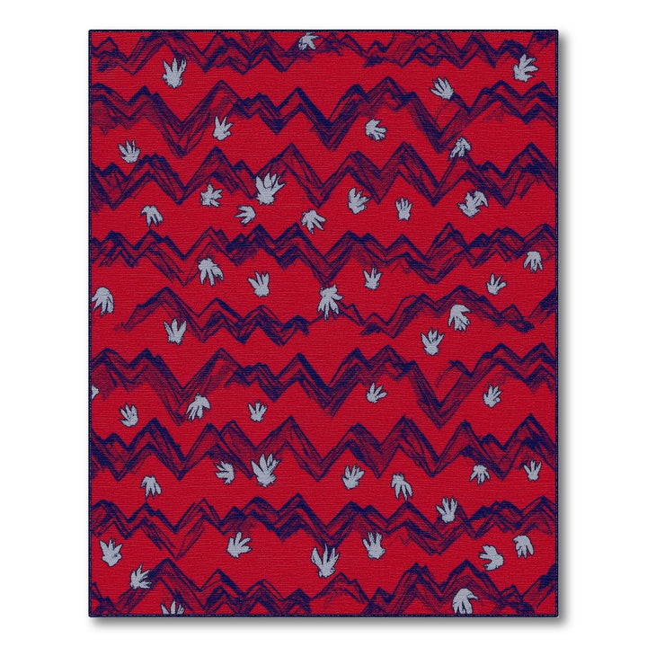 Red Southwestern Mountain Paw Print Area Rug