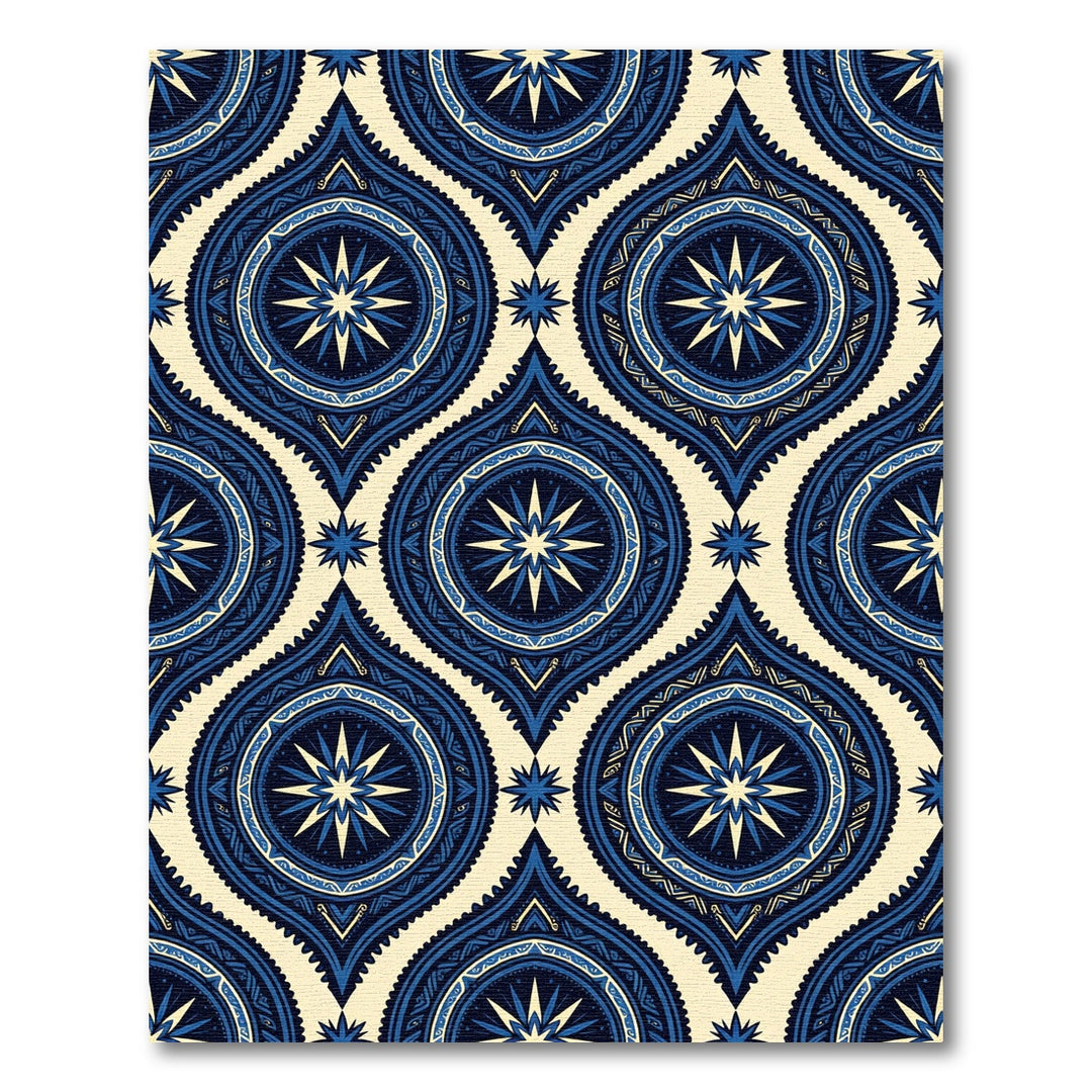Deep Blue Starburst Medallion Rug