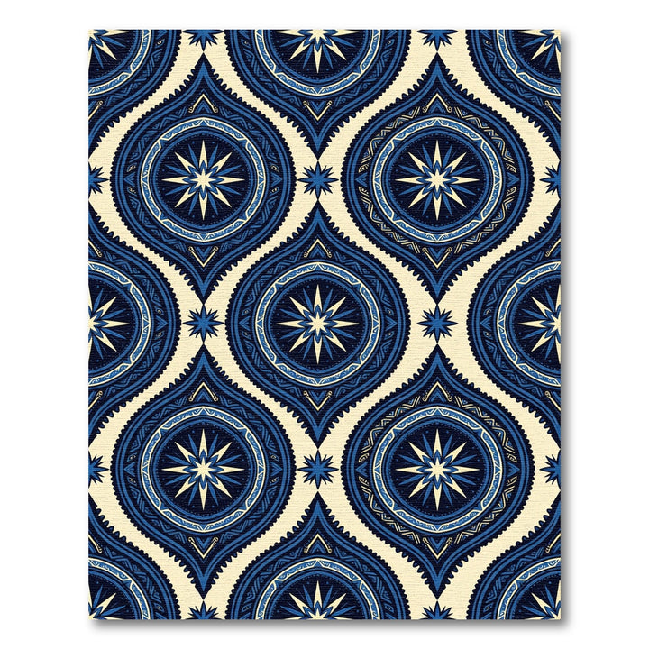 Deep Blue Starburst Medallion Rug