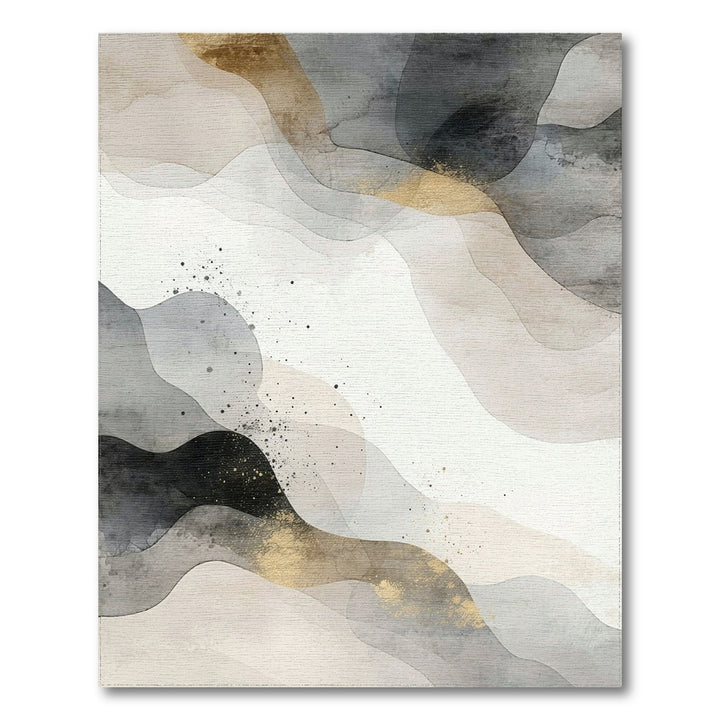 Grey Abstract Flow Area Rug with Gold Accents