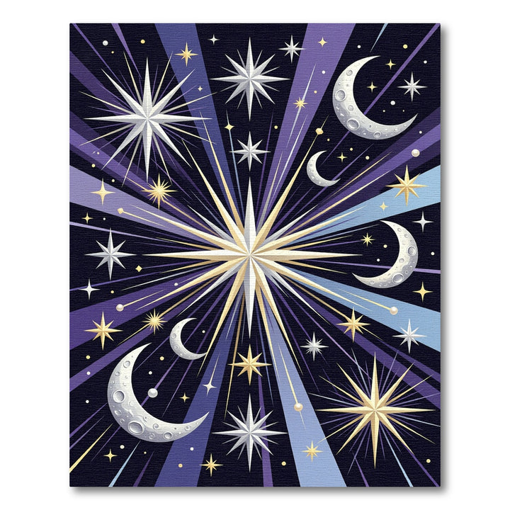 Cosmic Mid Century Starburst Moon Rug