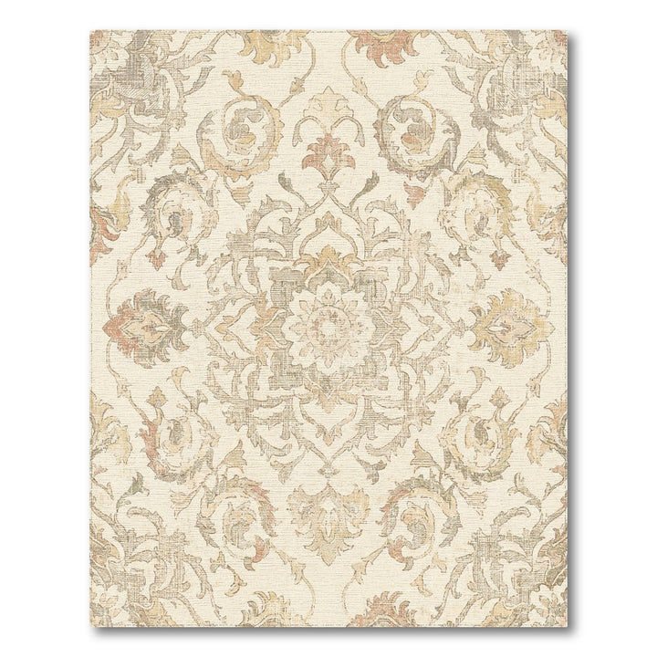 Vintage Cream Floral Damask Rug
