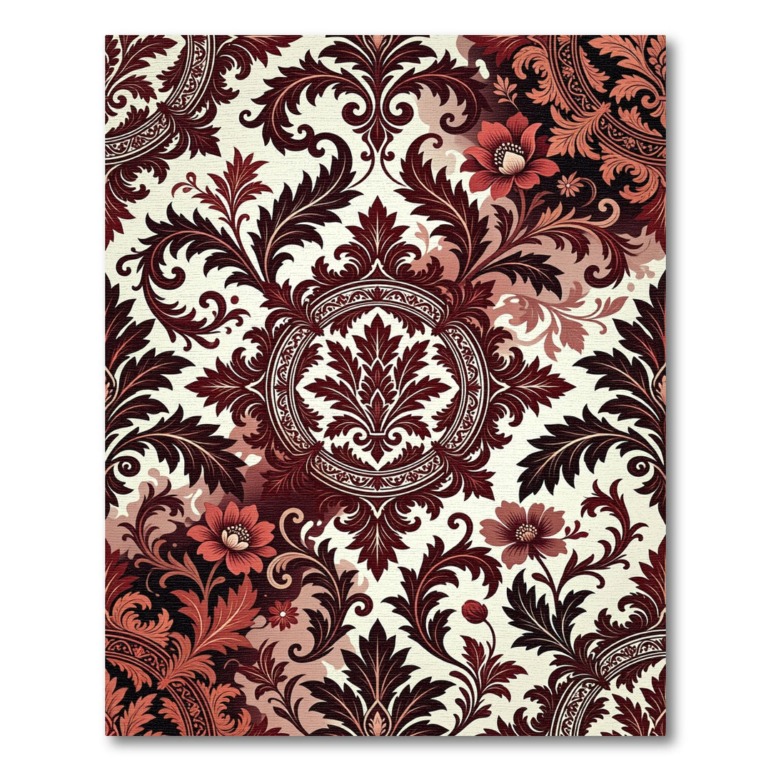 Crimson Floral Medallion Baroque Rug
