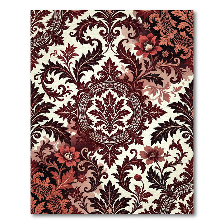 Crimson Floral Medallion Baroque Rug