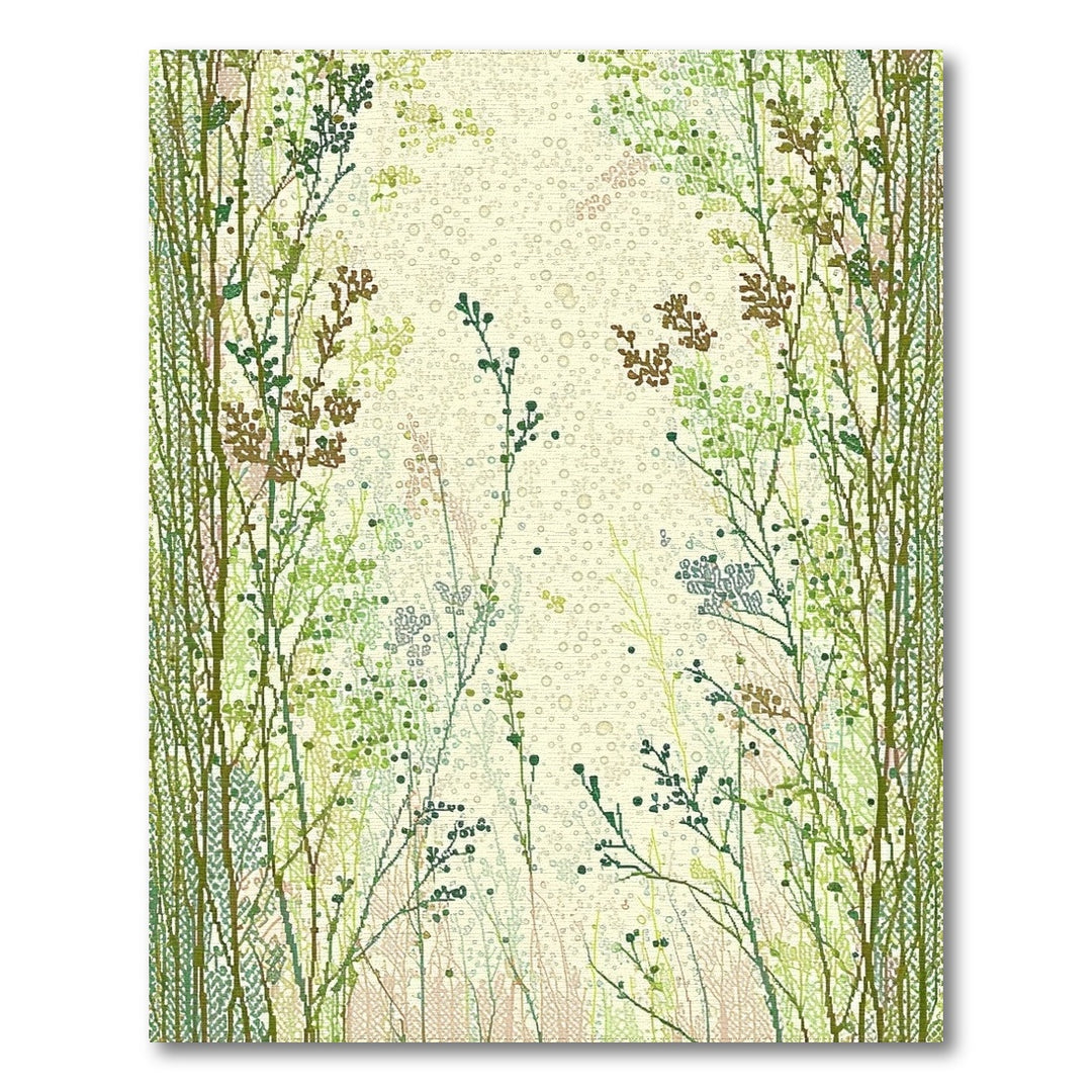 Green Wildflower Meadow Washable Area Rug