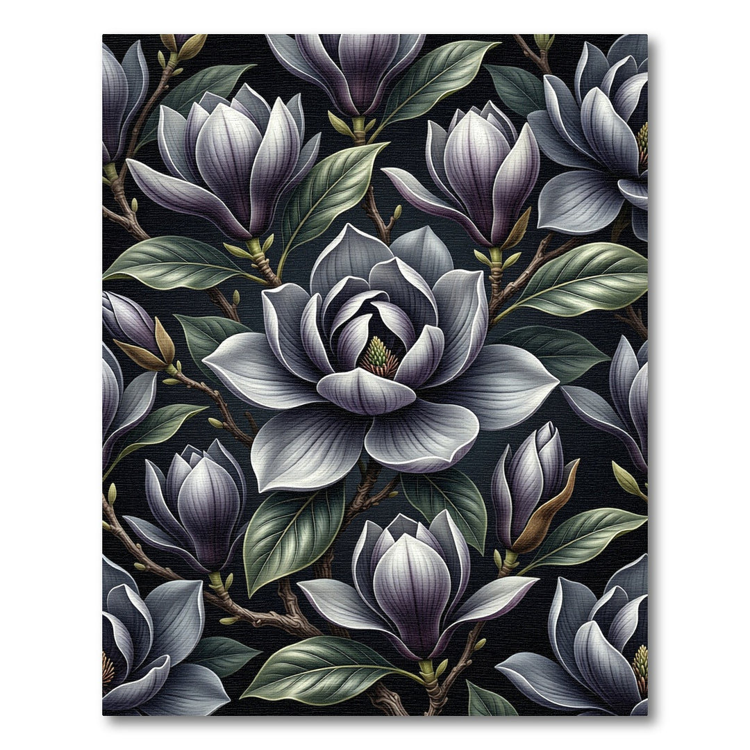 Dark Magnolia Blossom Floral Art Rug