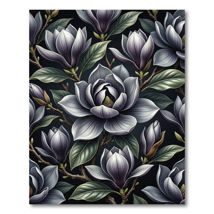 Dark Magnolia Blossom Floral Art Rug