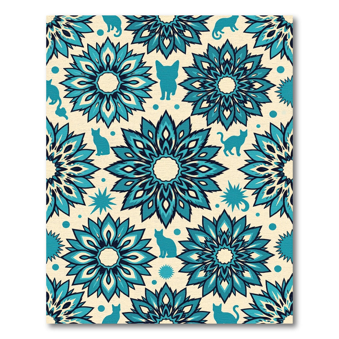 Teal Mandala Cat Harmony Rug