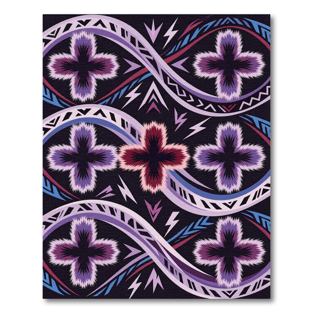 Crimson Purple Tribal Cross Swirl Rug
