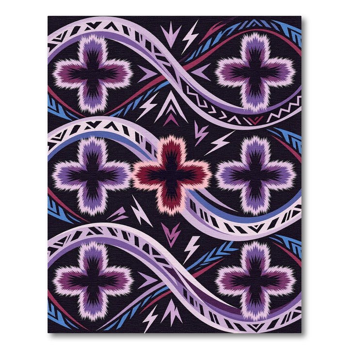 Crimson Purple Tribal Cross Swirl Rug