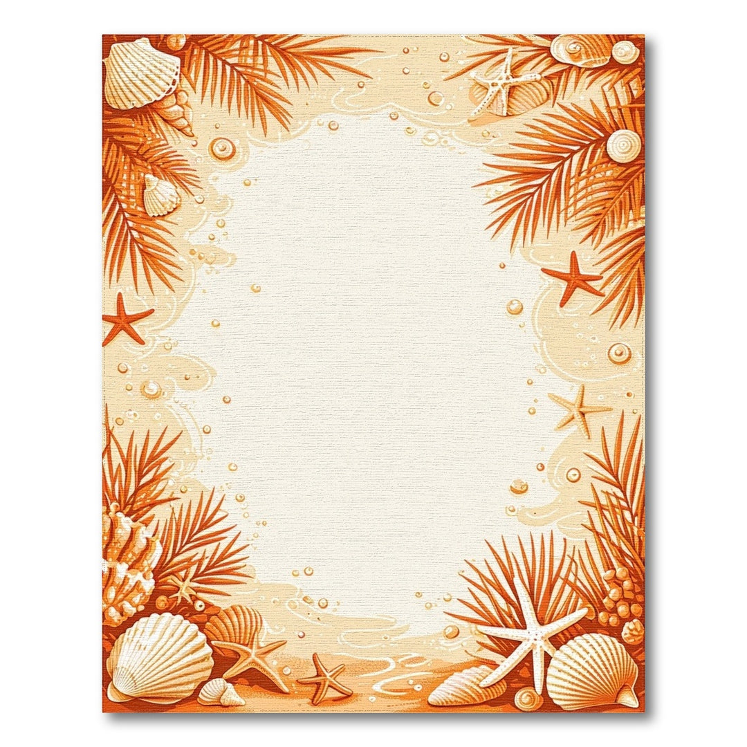 Orange Seashell Starfish Coastal Area Rug