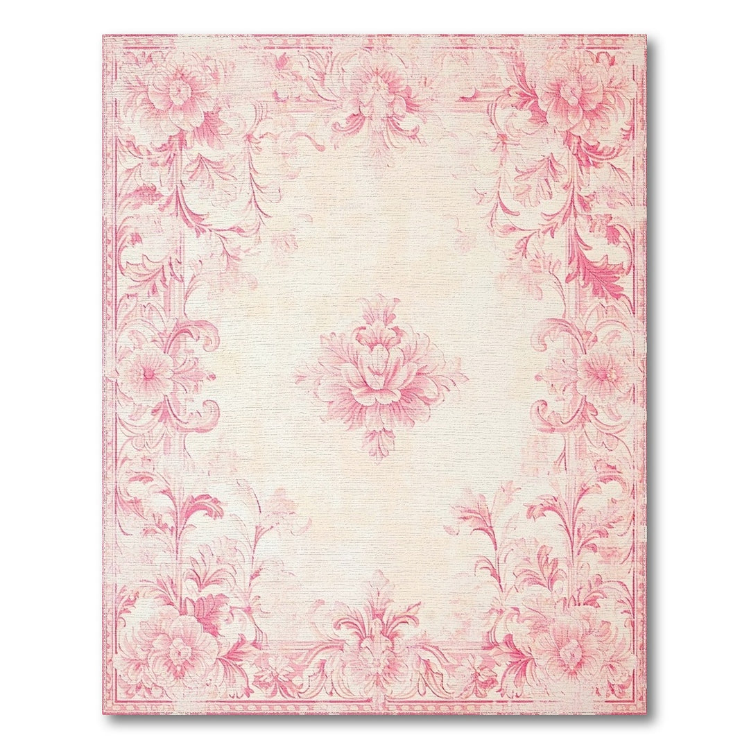 Vintage Pink Floral Area Rug