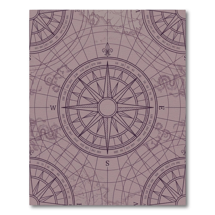 Vintage Compass Rose Nautical Map Rug