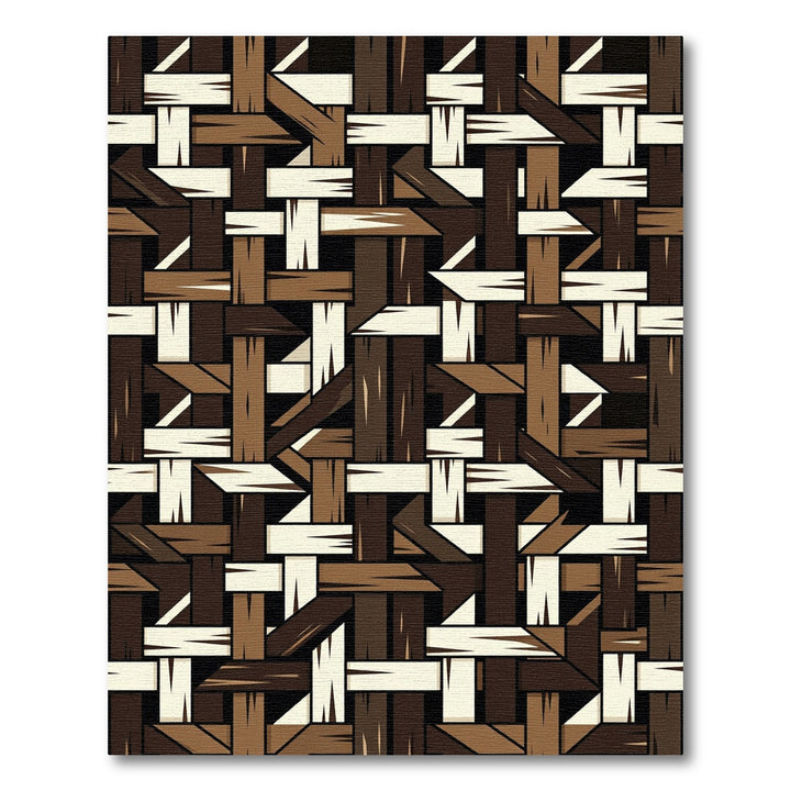 Brown Woven Texture Interwoven Bands Rug