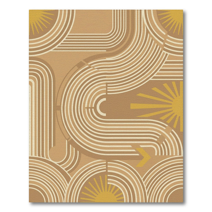 Earthy Sunburst Geometric Arc Rug