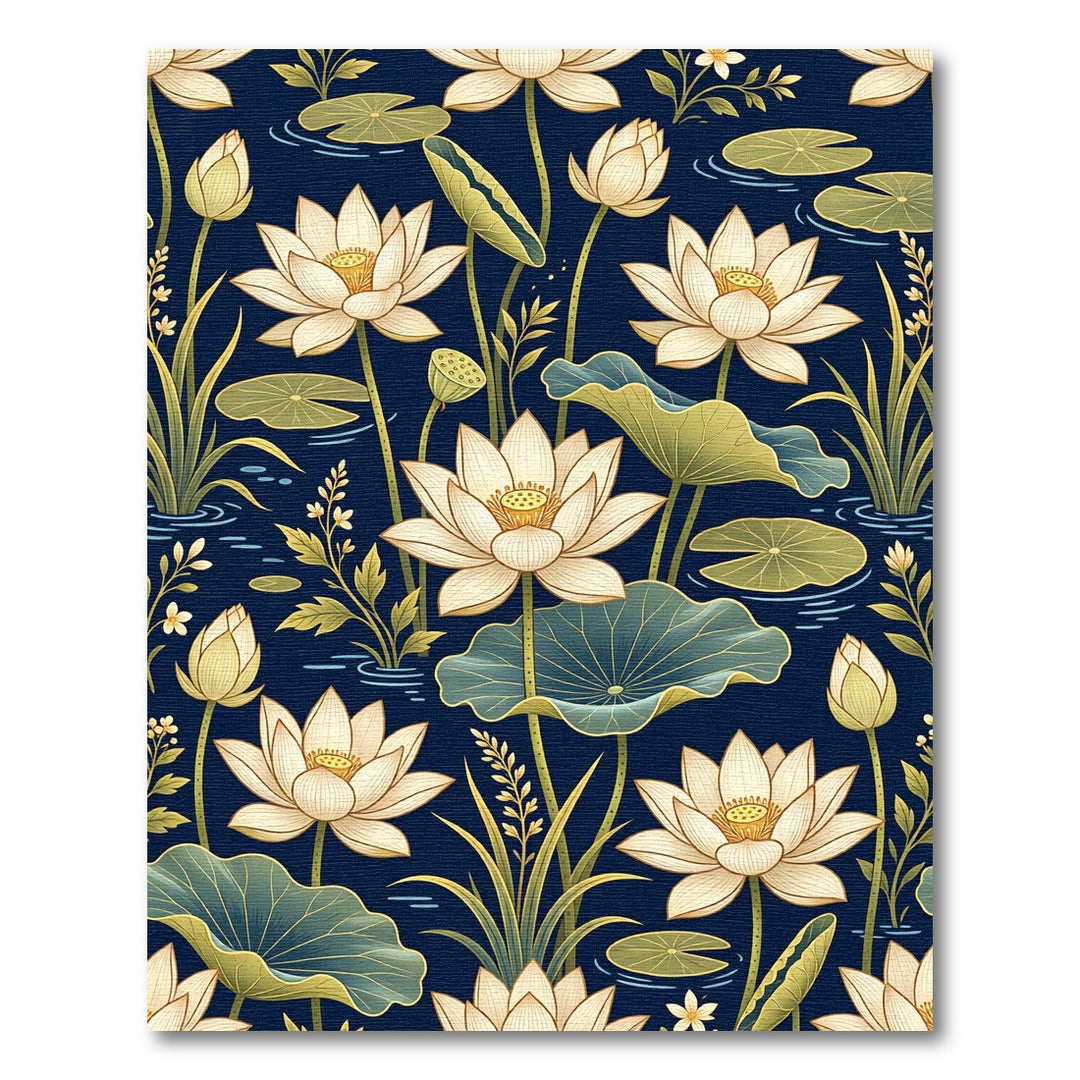 Elegant cream lotus on deep blue water Rug