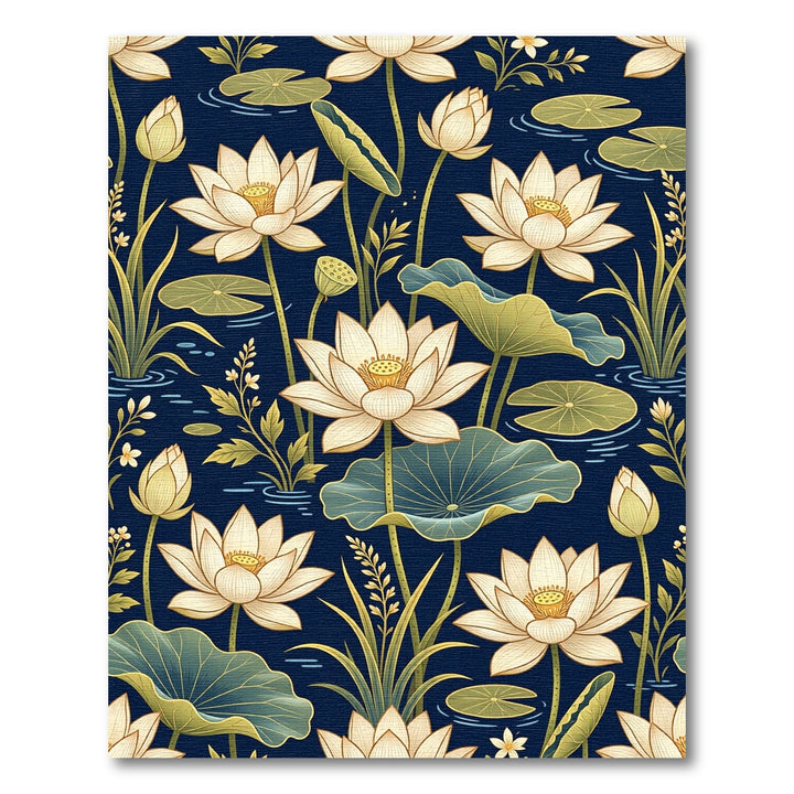 Elegant cream lotus on deep blue water Rug