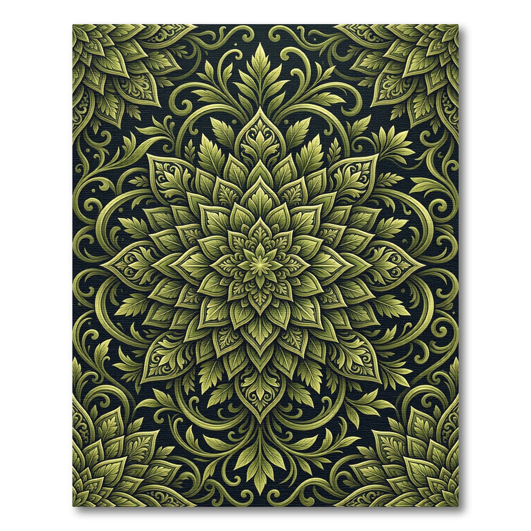 Emerald Green Mandala Floral Rug