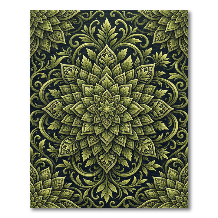 Emerald Green Mandala Floral Rug