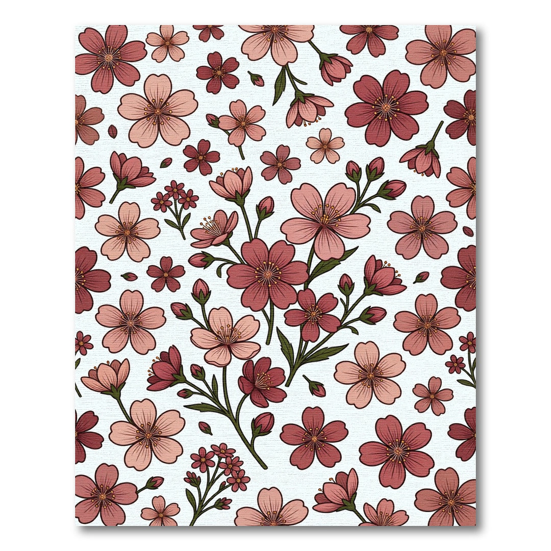 Rosy Pink Floral Branches Pattern Rug