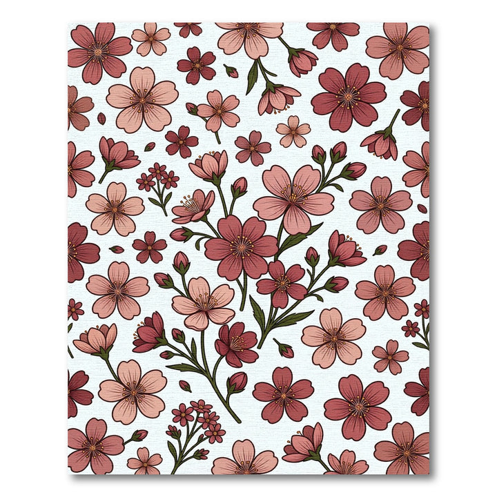 Rosy Pink Floral Branches Pattern Rug
