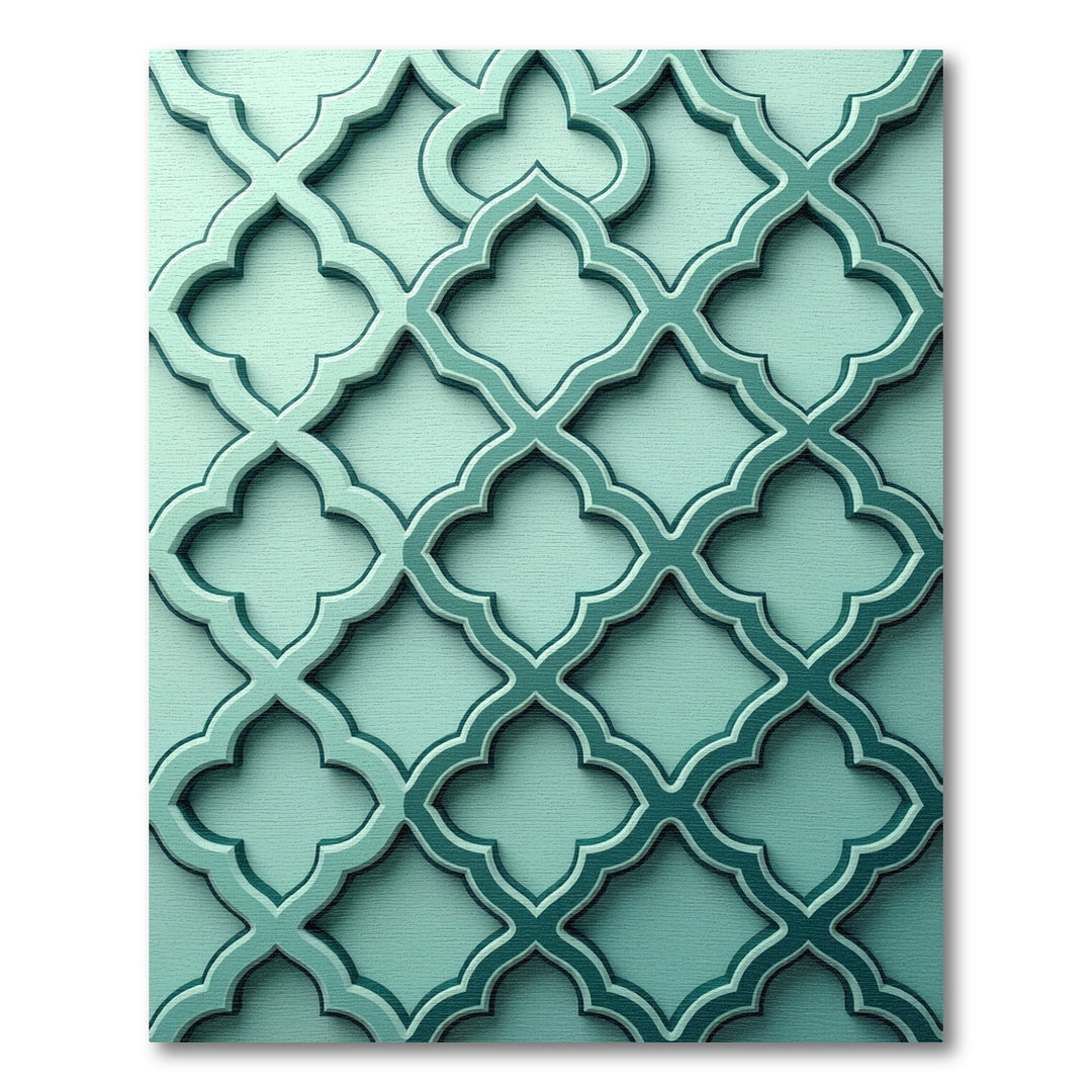 Teal Quatrefoil Lattice Relief Rug