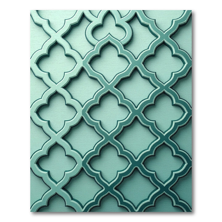 Teal Quatrefoil Lattice Relief Rug