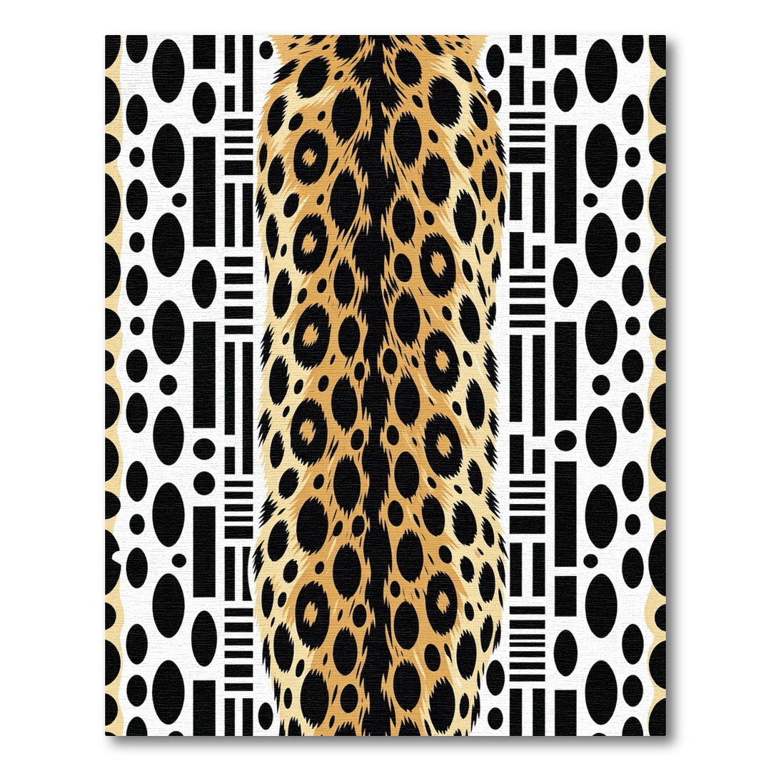 Golden Cheetah Spots Black Geometric Rug